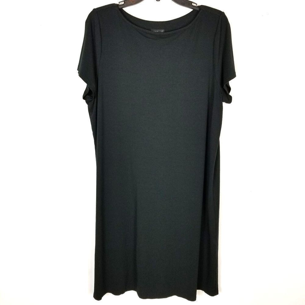 J.Jill Wearever Collection Women Short Sleeve Dress Size L Black Knee‎ Length